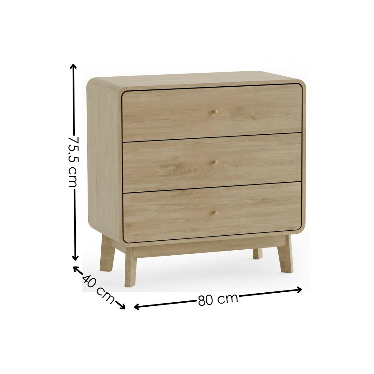 Seluna Retro Oak 3 Drawer Chest natural oak, SO'HOME