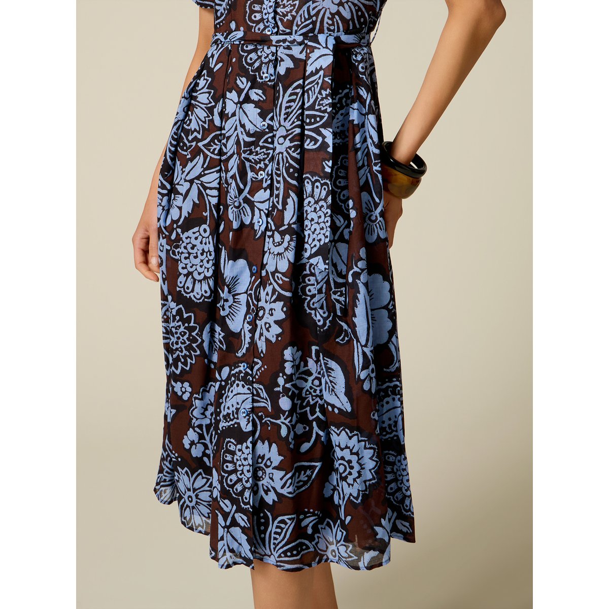 Robe chemisier fantaisie marron, OLTRE