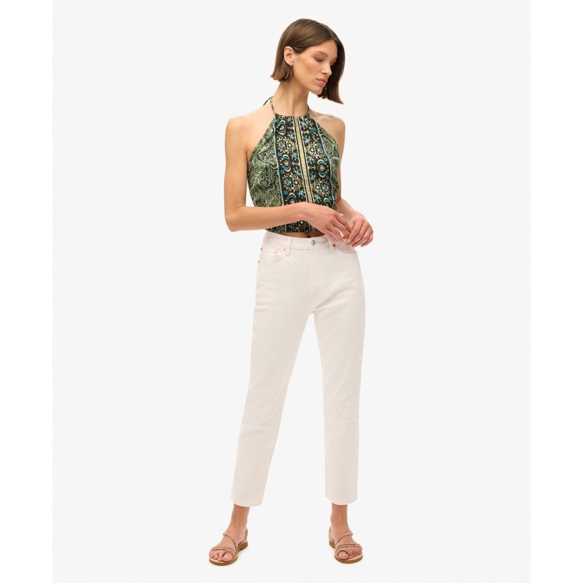 Haut dos nu à motif cachemire vert à motif feuilles cachemire, SUPERDRY