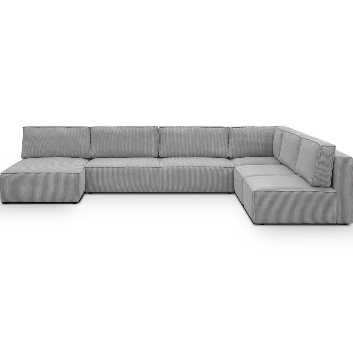 Canapé d'angle gauche convertible 9/10 places en velours côtelé - Harper Mod gris clair, HOMIFAB