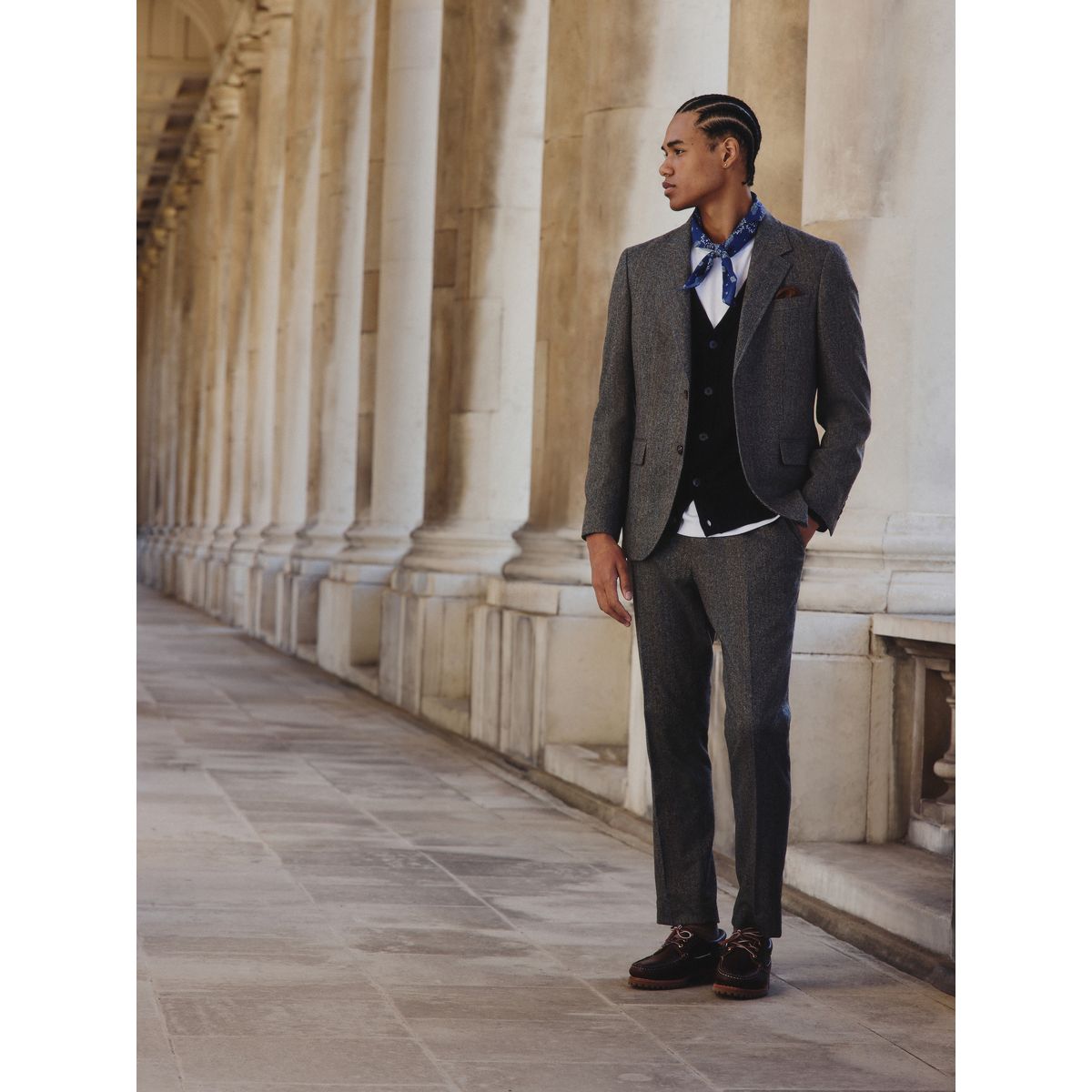 Veste de costume slim rayée en laine gris, NEXT