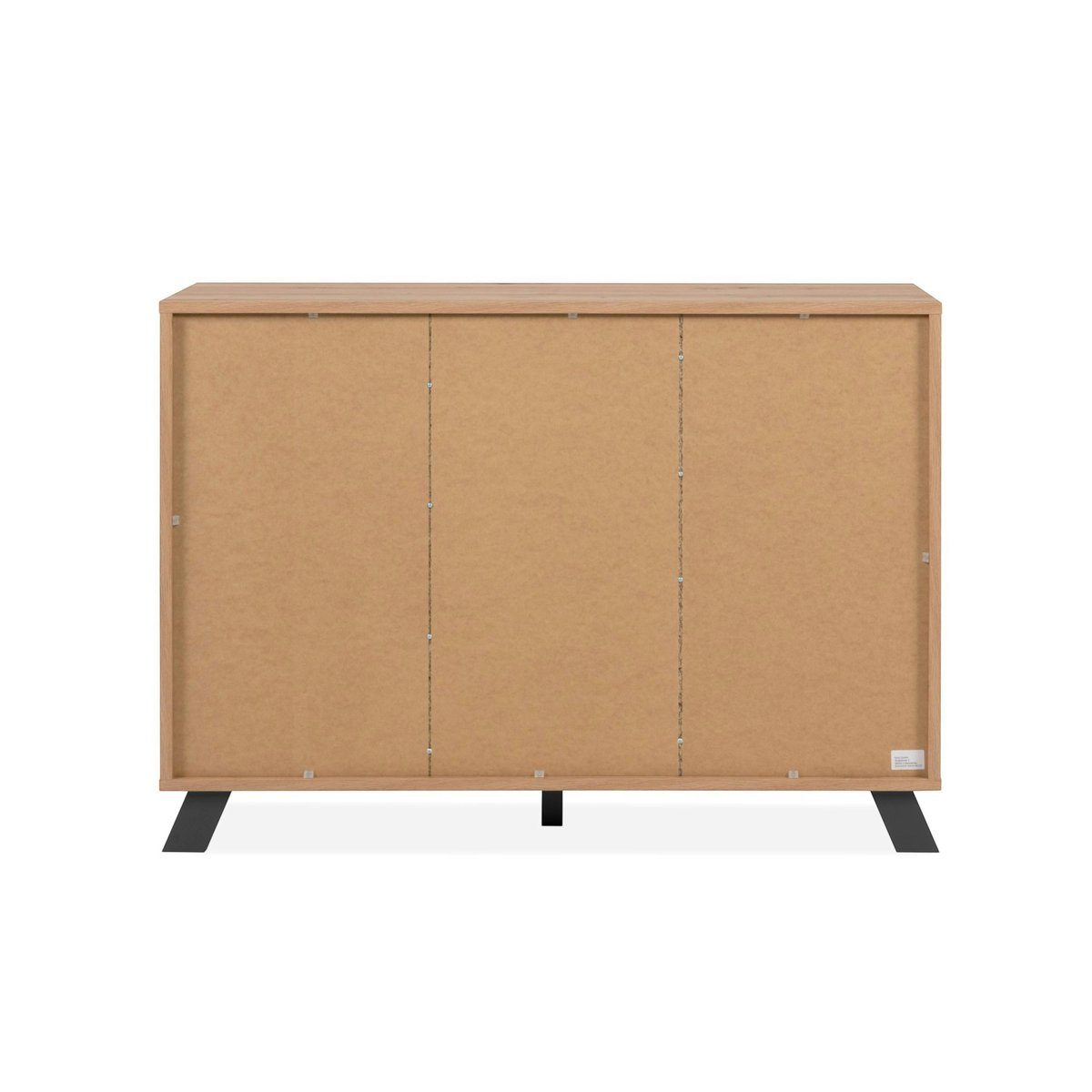 Buffet moderne 1 porte noire rainurée 4 tiroirs ALVA bois naturel, PIER IMPORT