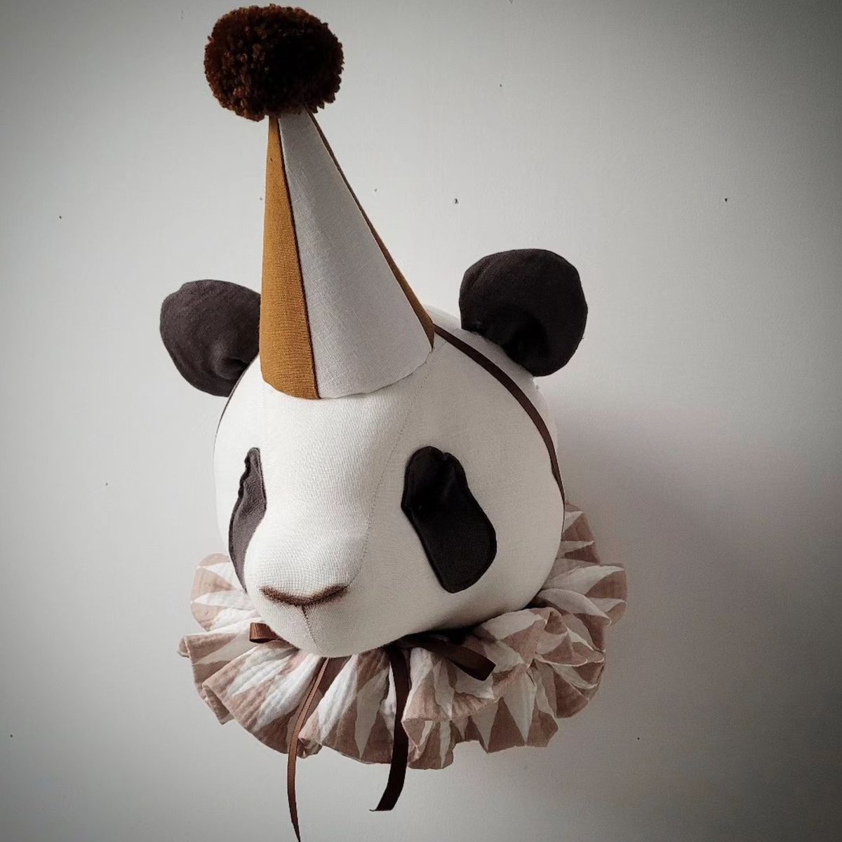 Trophée mural, panda Mino en lin lavé MAISON SEVIRA beige, SEVIRA KIDS