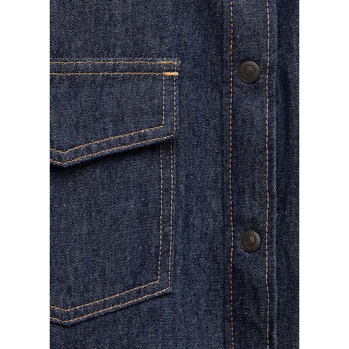 Chemise jean poches à rabat bleu, MANGO