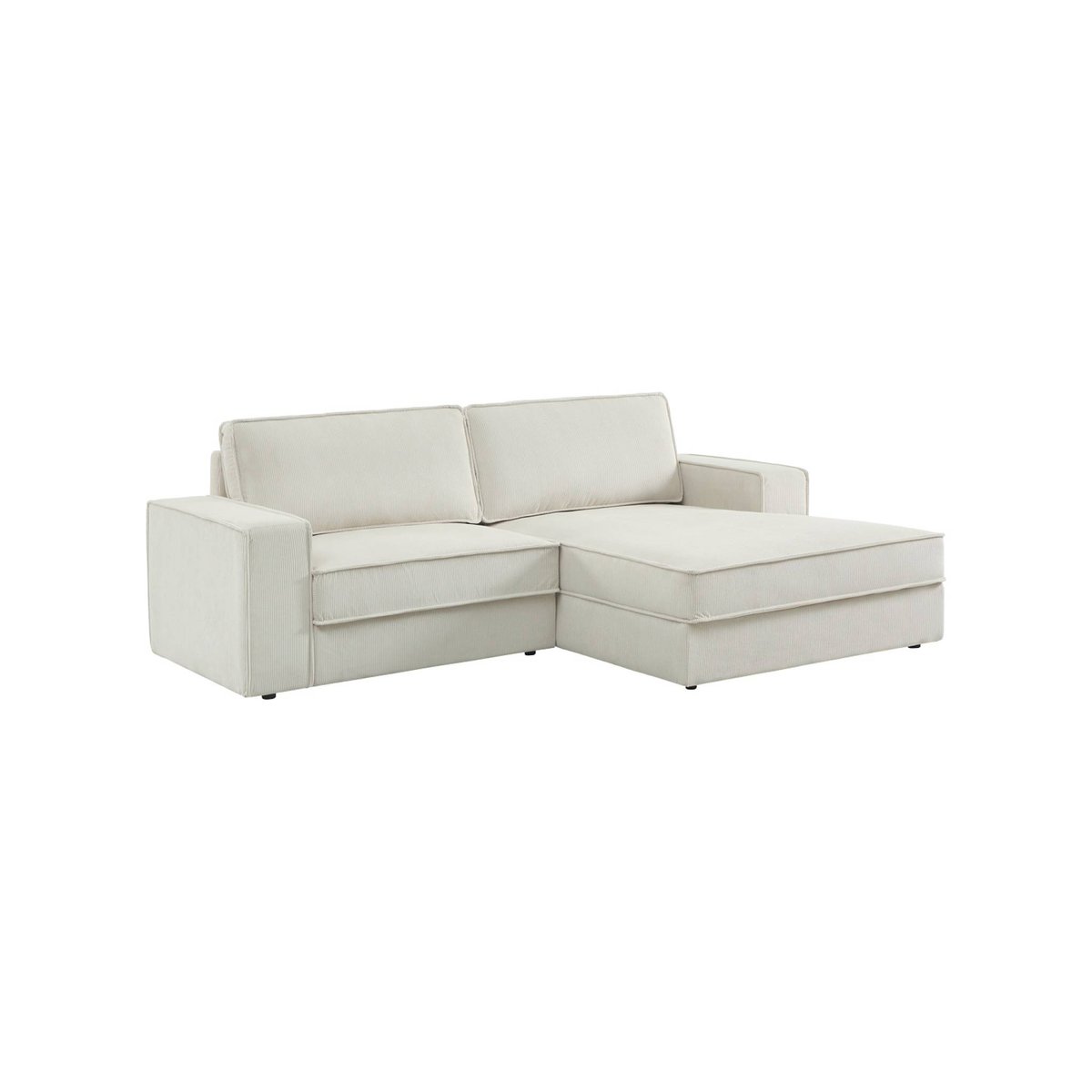Canapé d'angle droit velours côtelé 3 places CHILL crème, SWEEEK