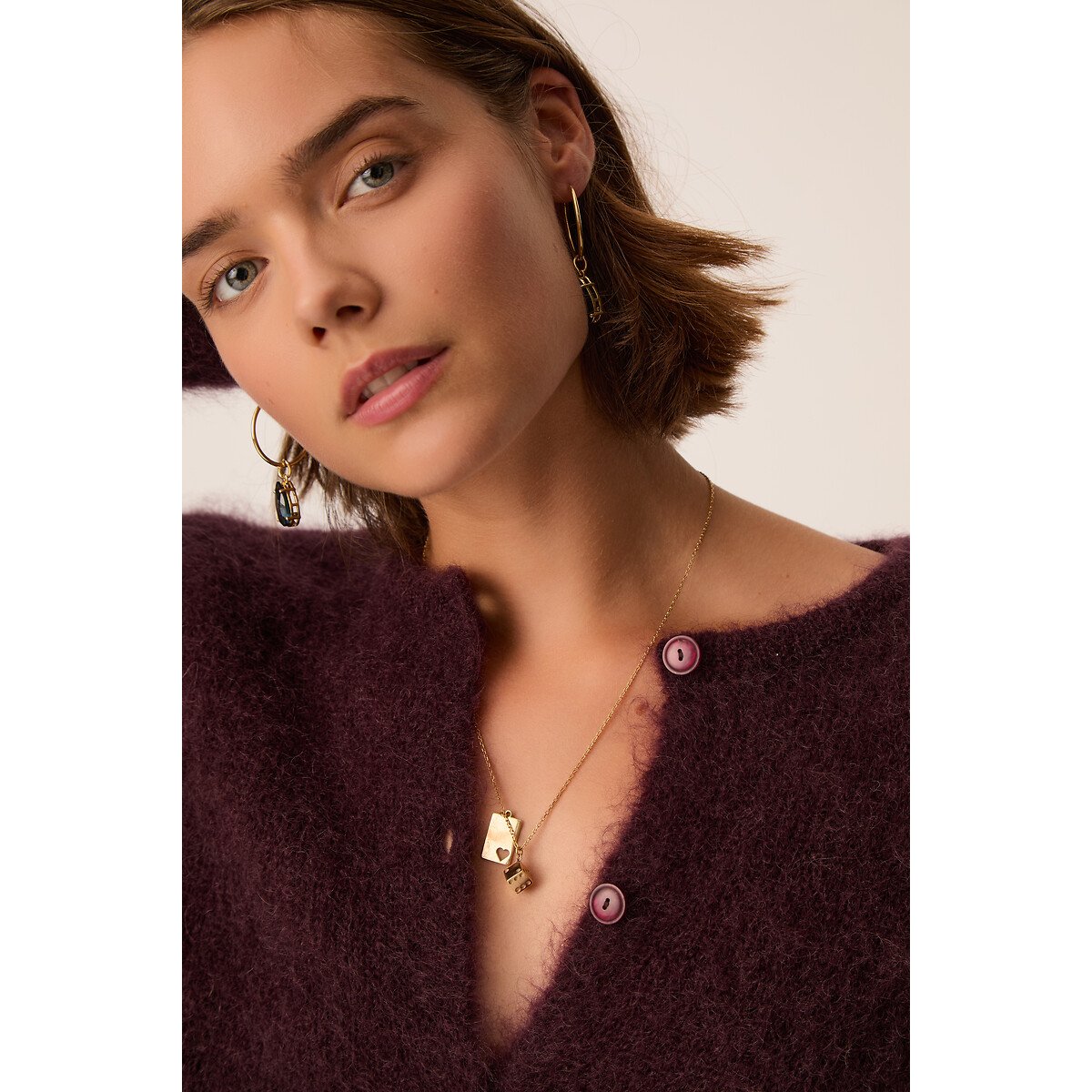 Strickweste mit Rundhalsausschnitt aus Mohair-Mischgewebe, BEA pflaume, DES PETITS HAUTS