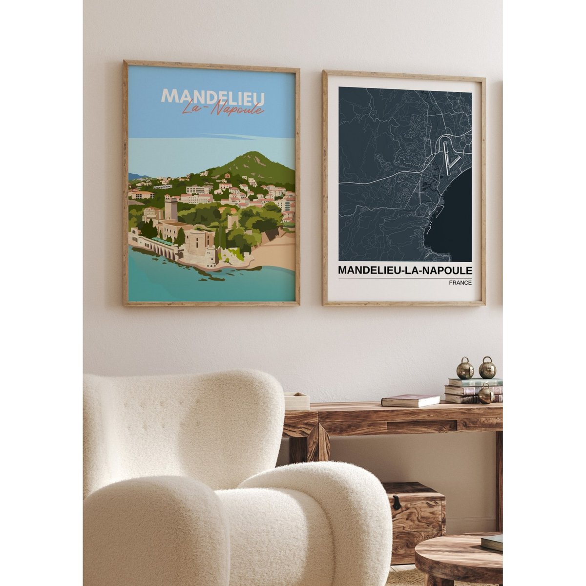 Affiche ville Mandelieu-la-Napoule blanc, L'AFFICHERIE