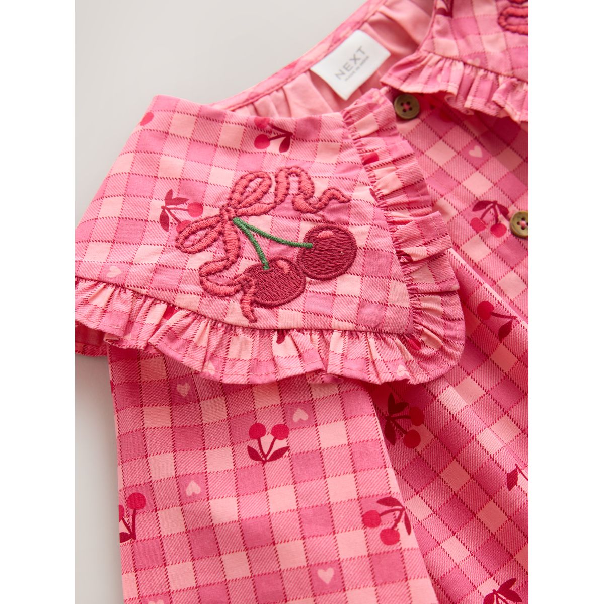 Chemisier vichy à motif cerises rose, NEXT