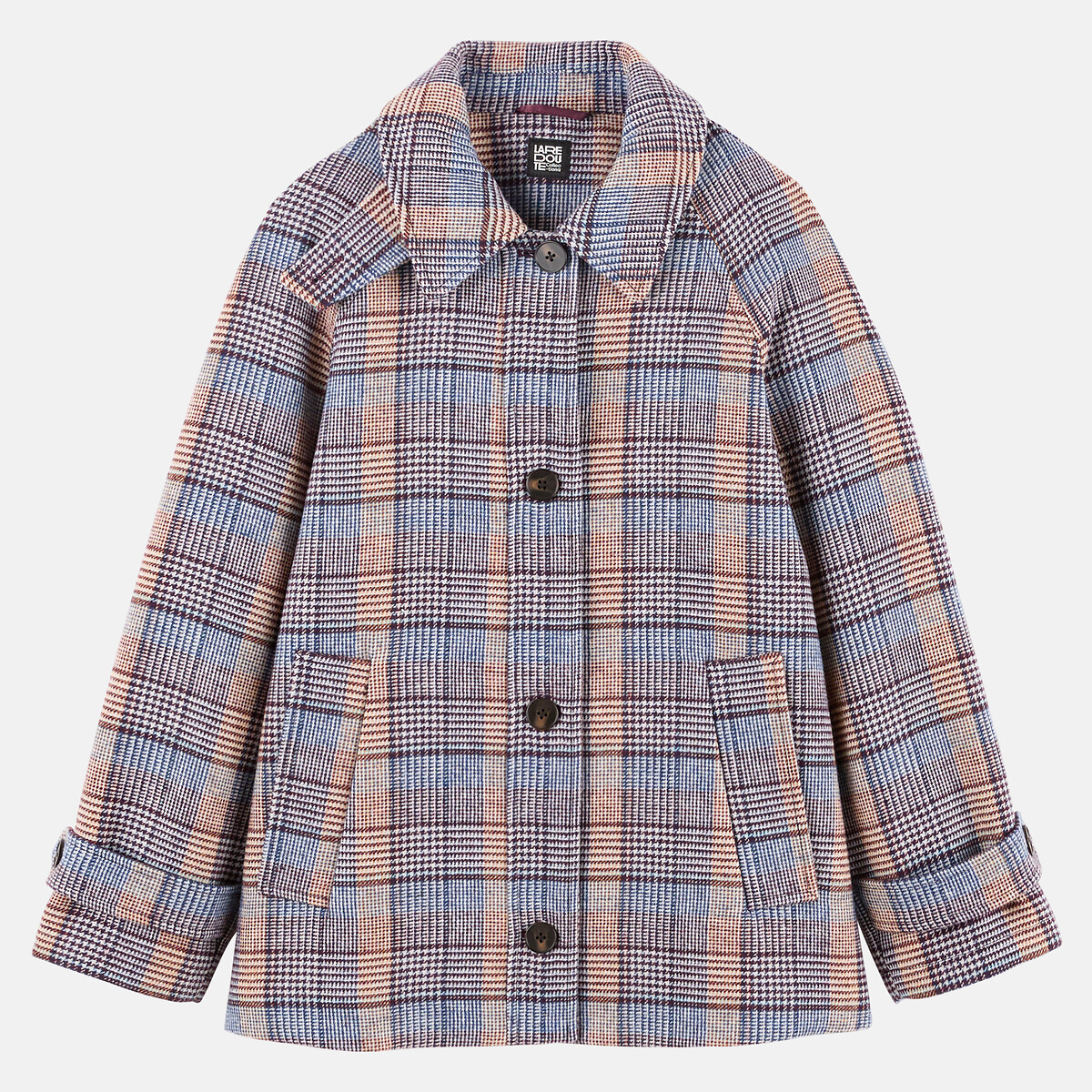 Manteau court, à carreaux carreaux violet, LA REDOUTE COLLECTIONS