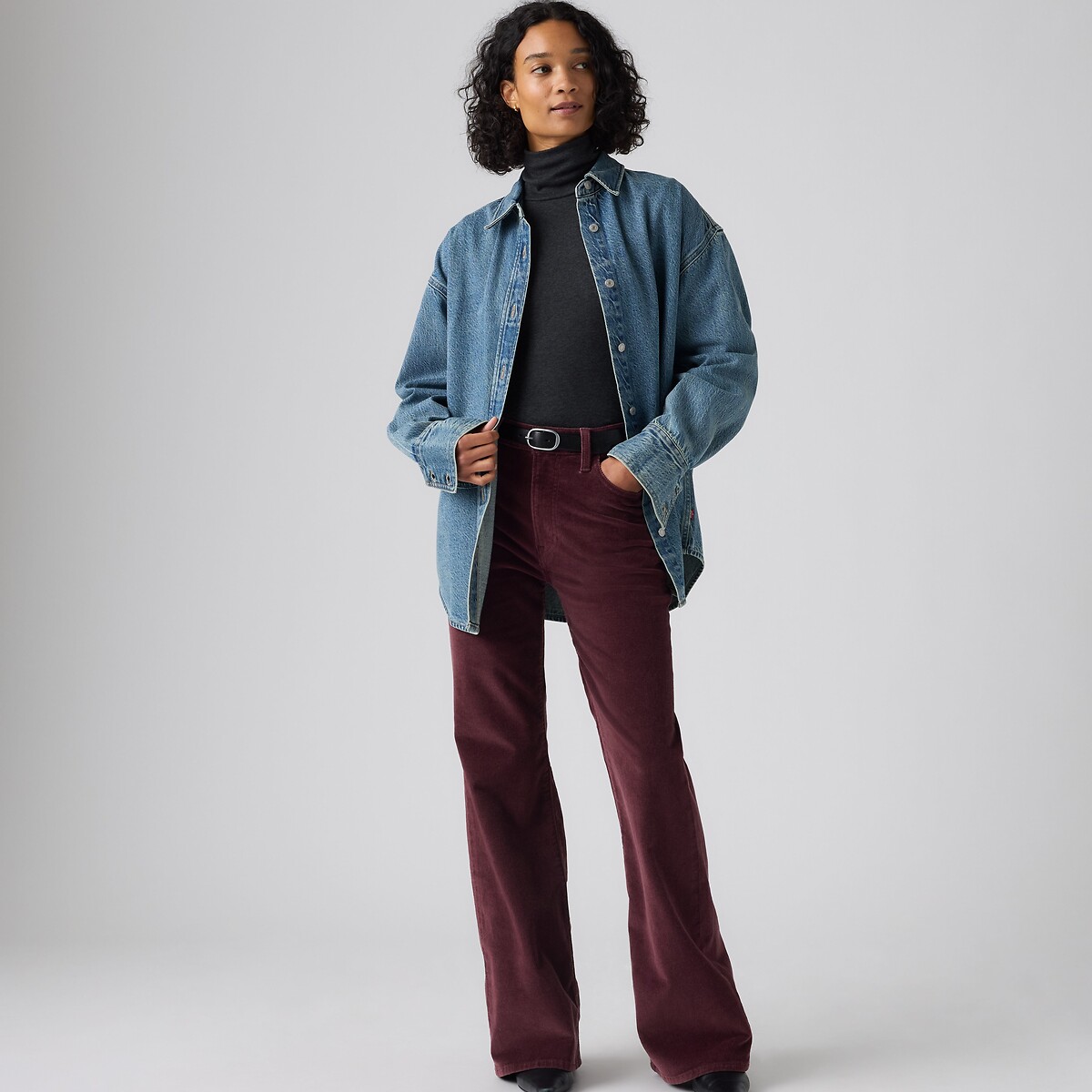 Pantalon Ribcage Flare en velours bordeaux, LEVI'S