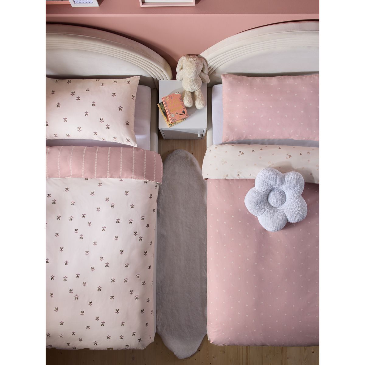 Housse de couette et taies, lot 2 cœurs naturels, NEXT