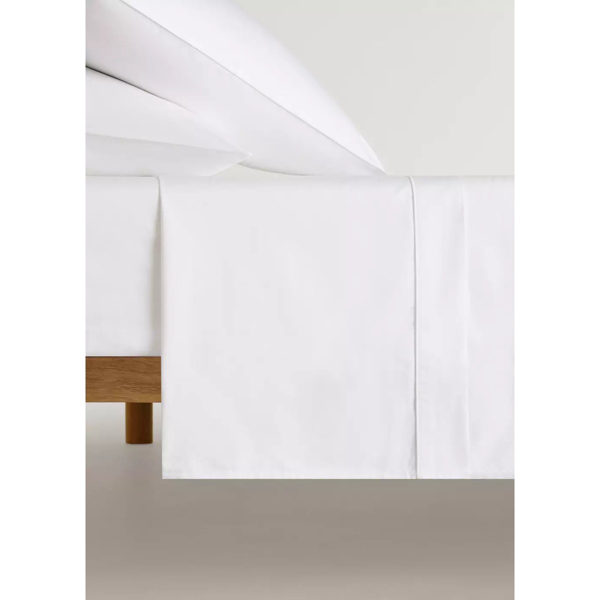 Drap plat coton satin 600 fils lit 90 cm blanc, MANGO HOME