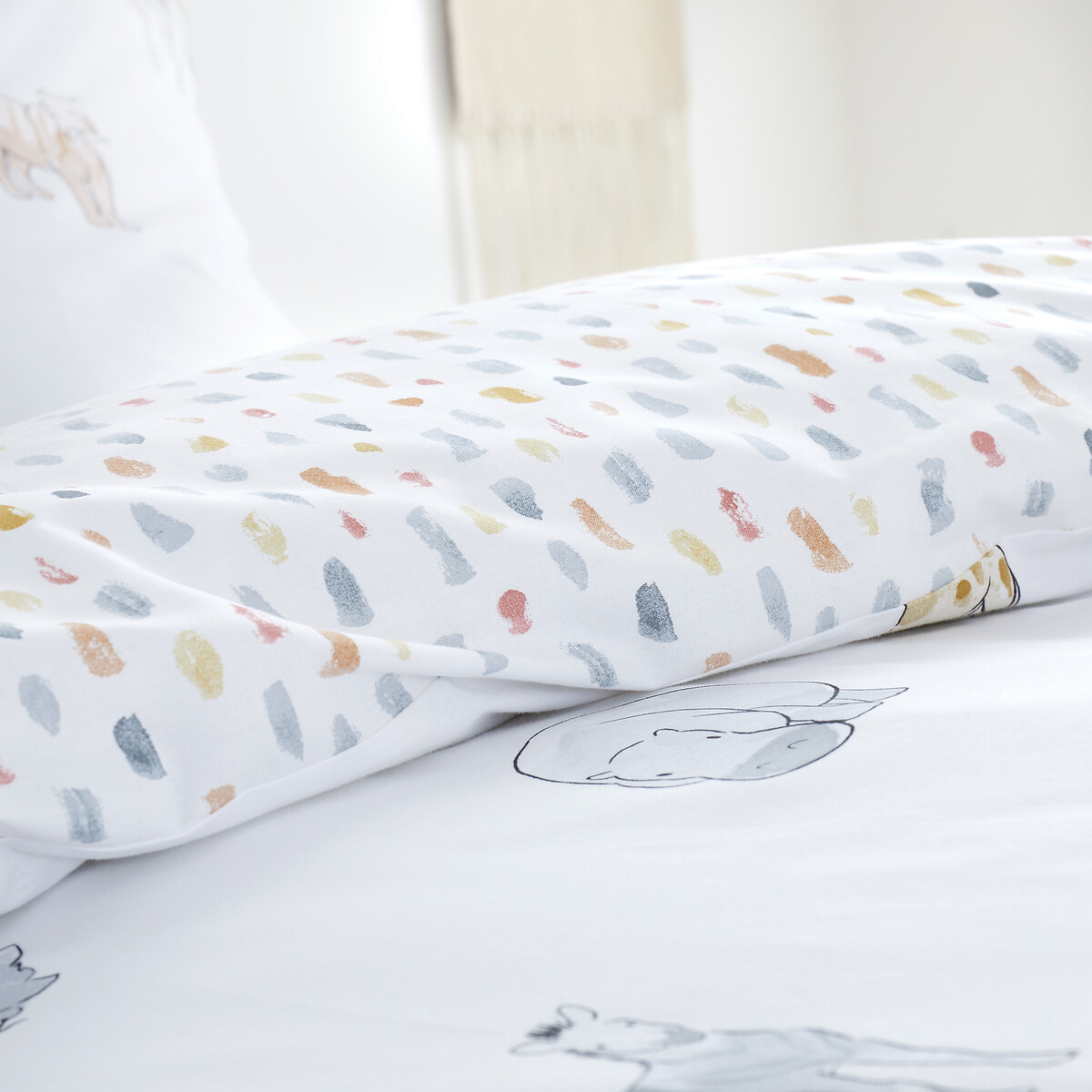 Zoo Animals 100% Cotton Duvet Cover and Pillowcase Set grey, BIANCA FINE LINENS