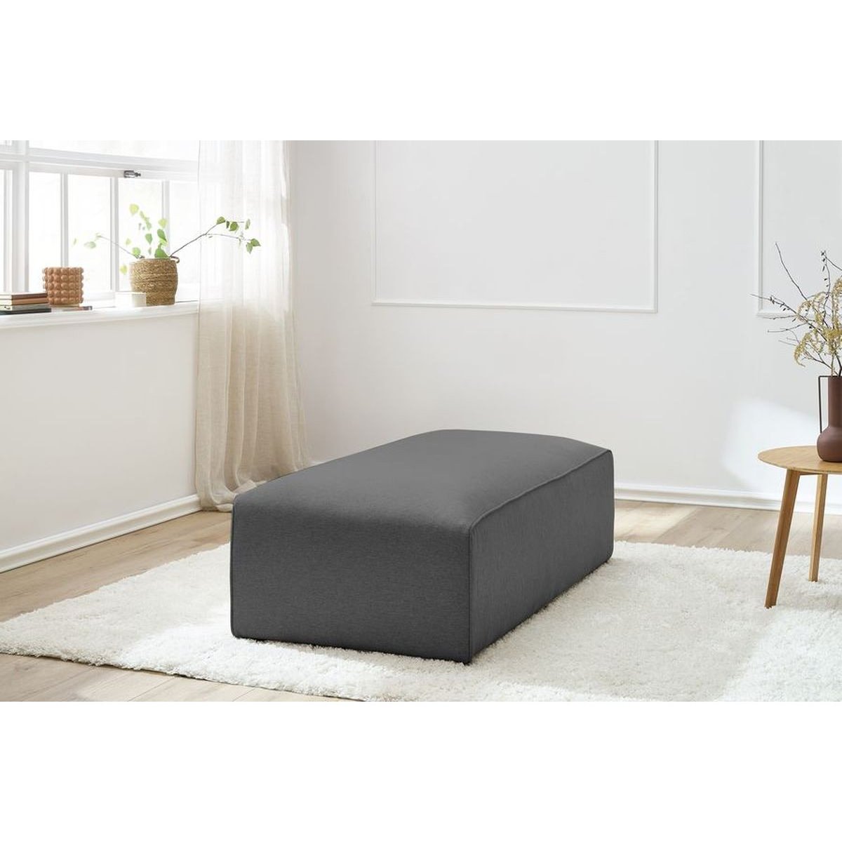 Pouf tissu chiné, MEGEVE gris foncé, BOBOCHIC