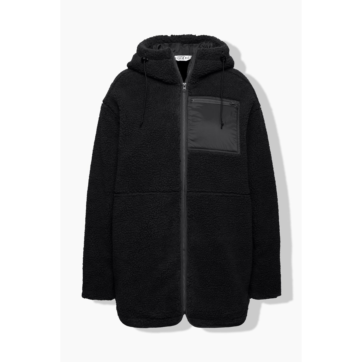 Veste en polaire bouclée, oversized, capuche noir, STUDIO UNTOLD