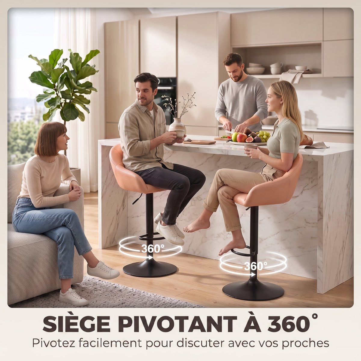 Tabouret de bar Revêtement synthétique Marron marron, noir, HOMCOM