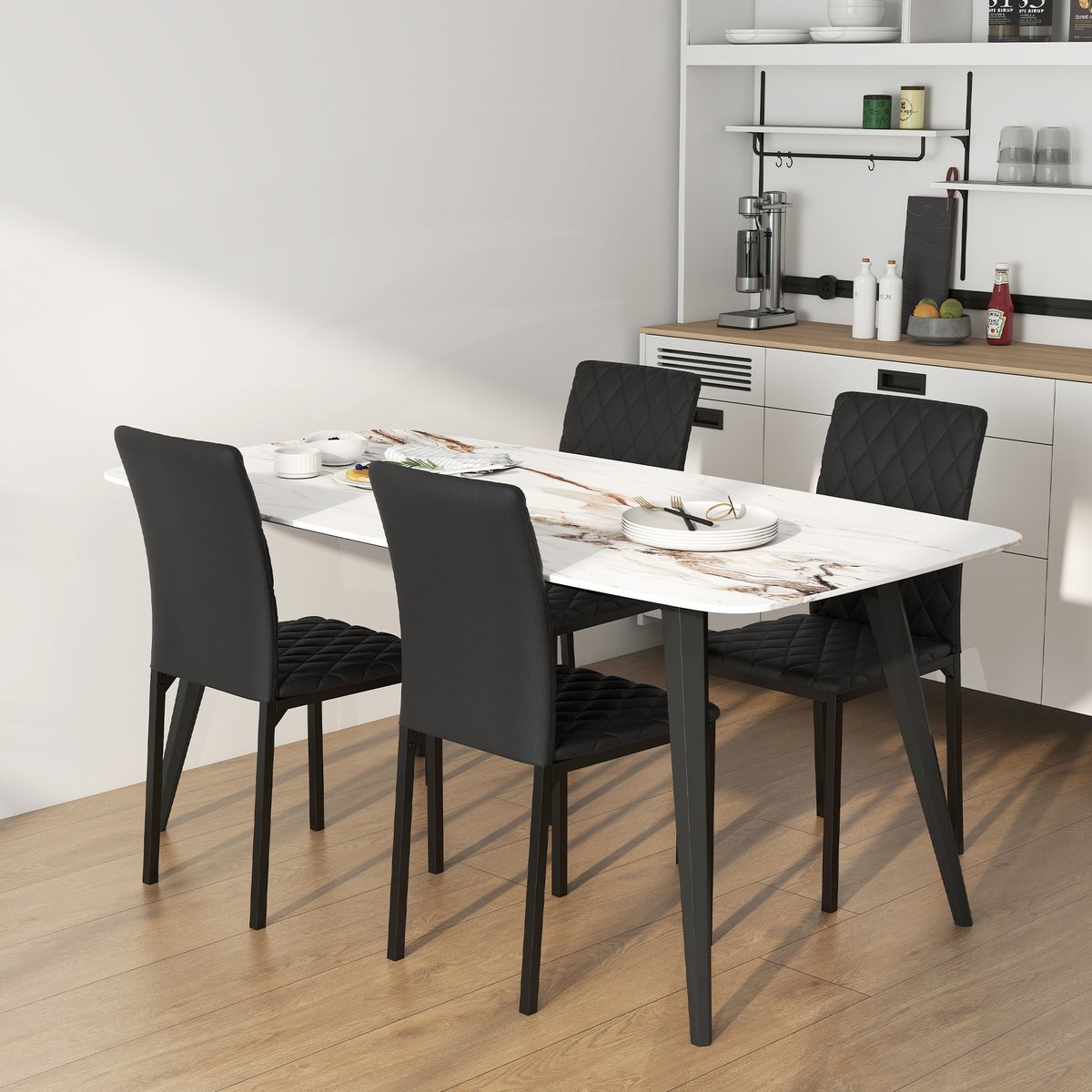 Chaise de salle à manger Polychlorure de noir, HOMCOM