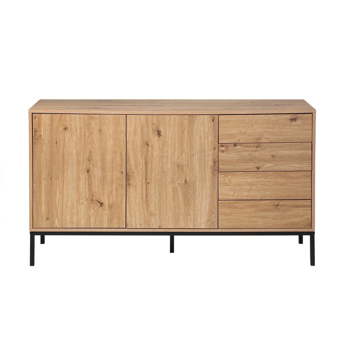 Buffet 2 portes et 4 tiroirs LENNY bois clair, CALICOSY