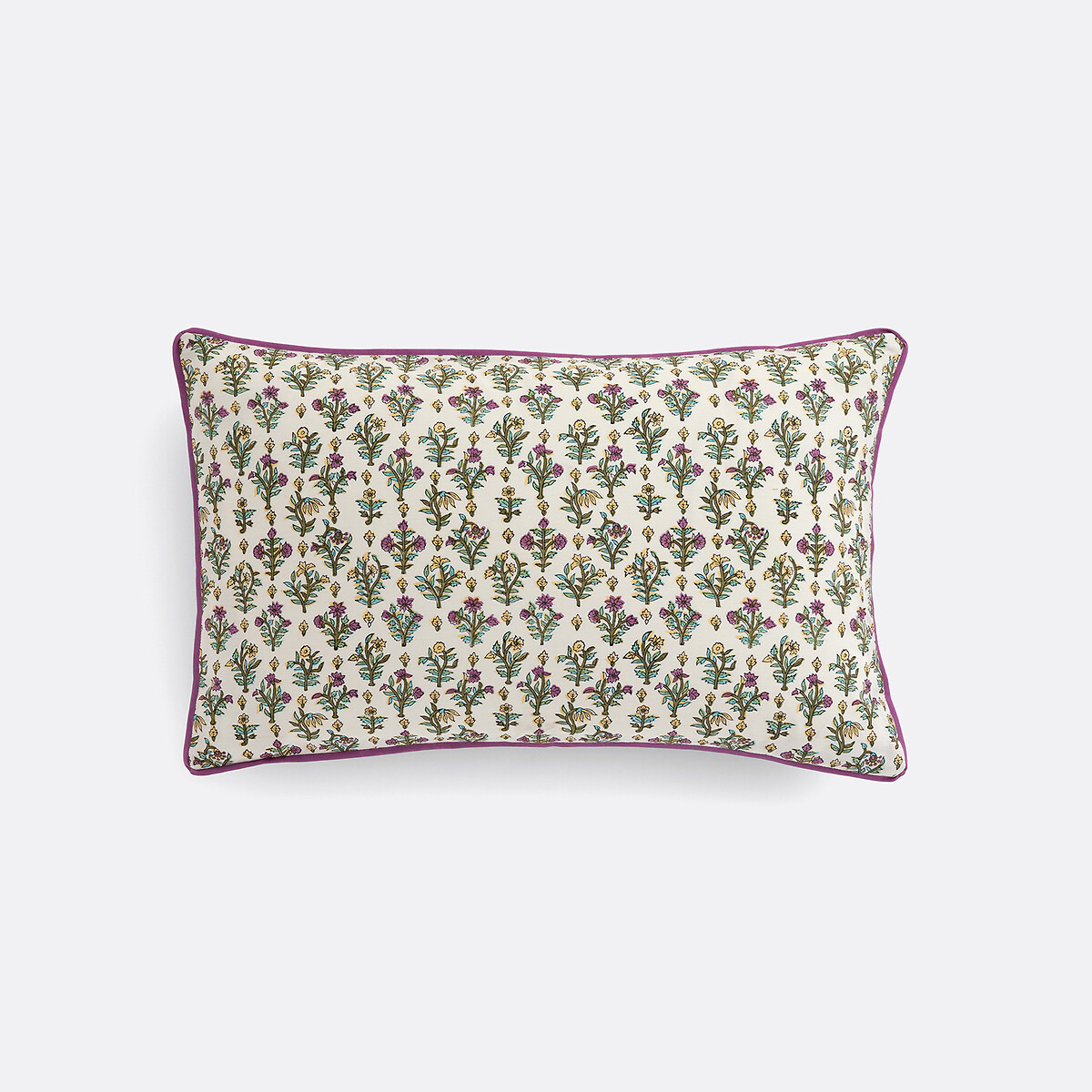 Housse de coussin en coton imprimé block-print, SHANDIRA ecru/kaki, LA REDOUTE INTERIEURS