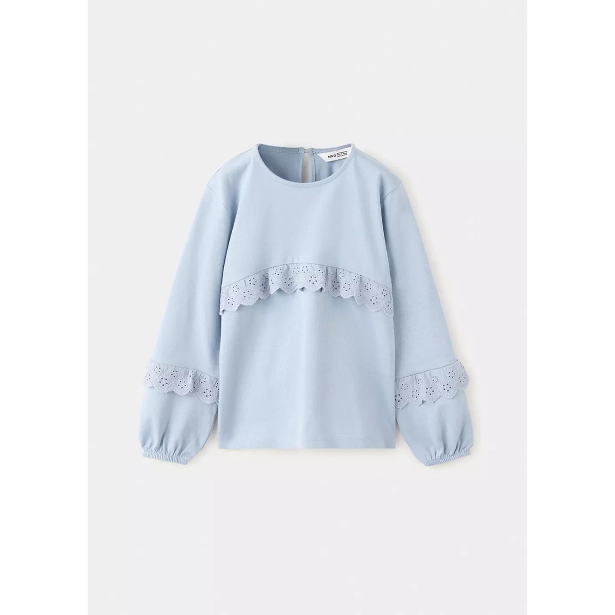 T-shirt en coton à volants bleu ciel, MANGO BABY