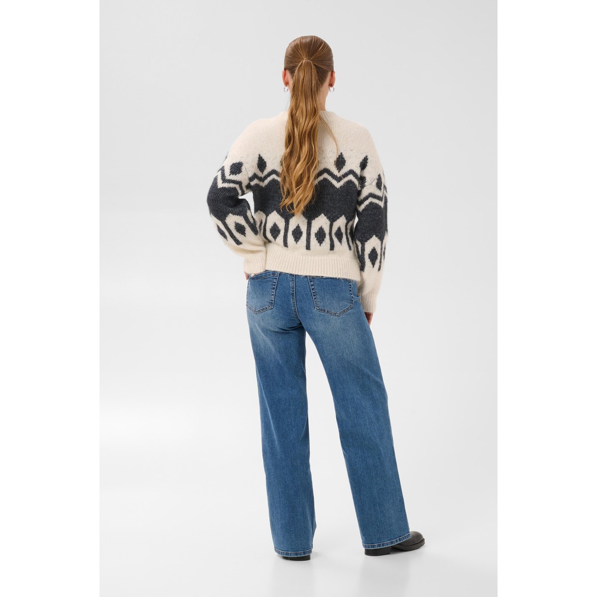 Pullover tricoté beige gris whisper white/dark grey mel., KAFFE