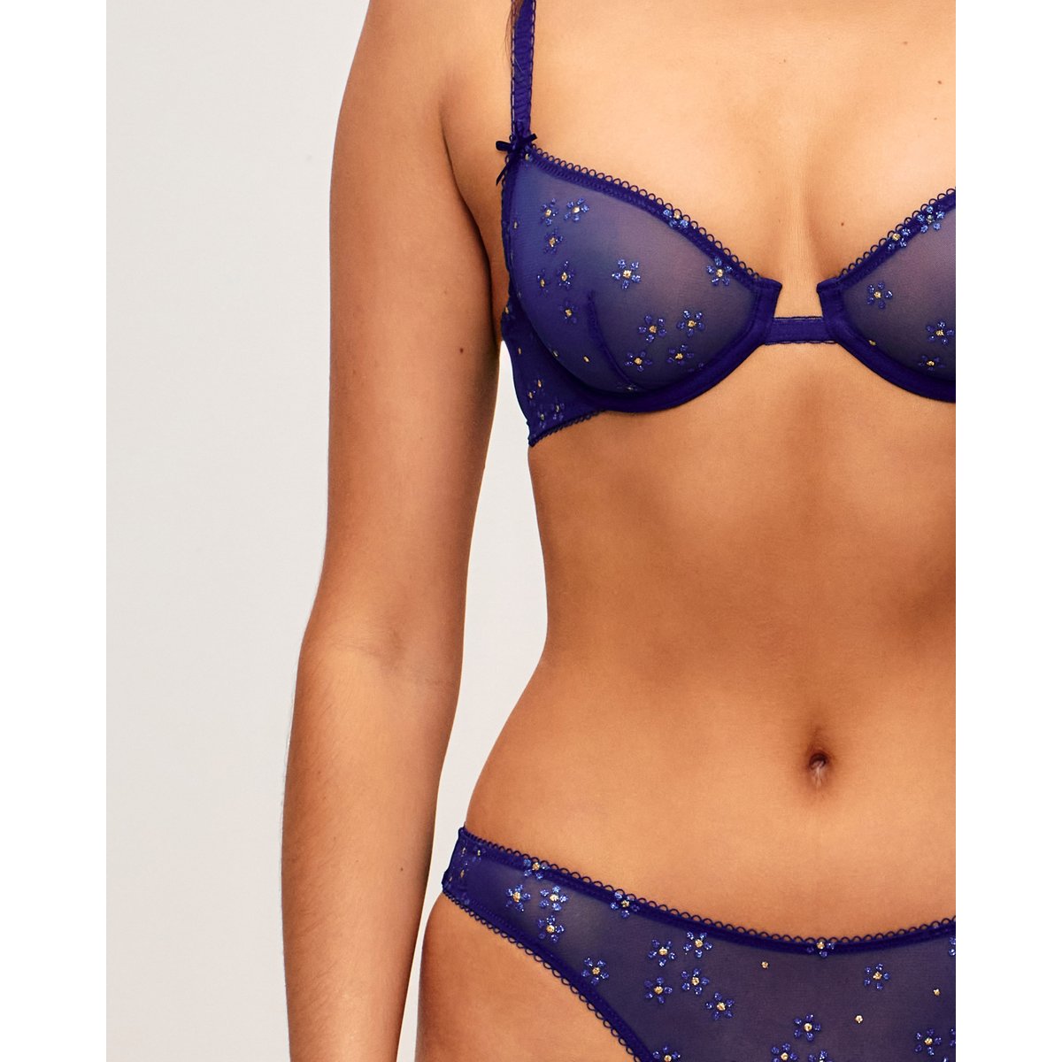Culotte en tulle motifs fleurs à paillettes GARANCIZ bleu marine, UNDIZ