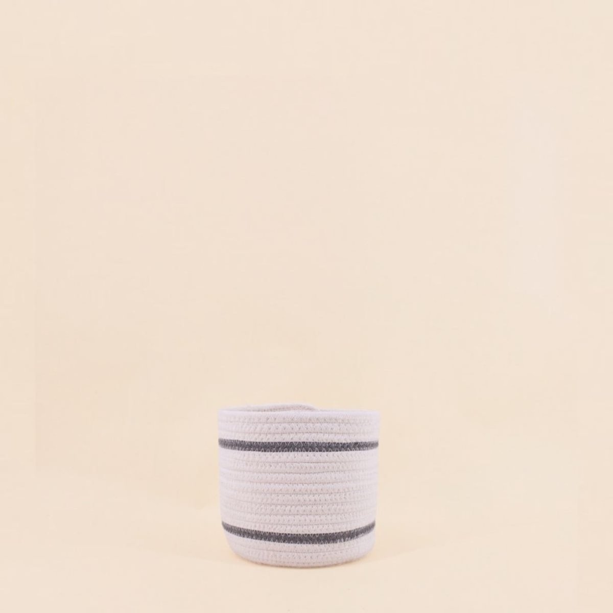 Lot de 3 paniers ronds en corde détail blanc, AZAO
