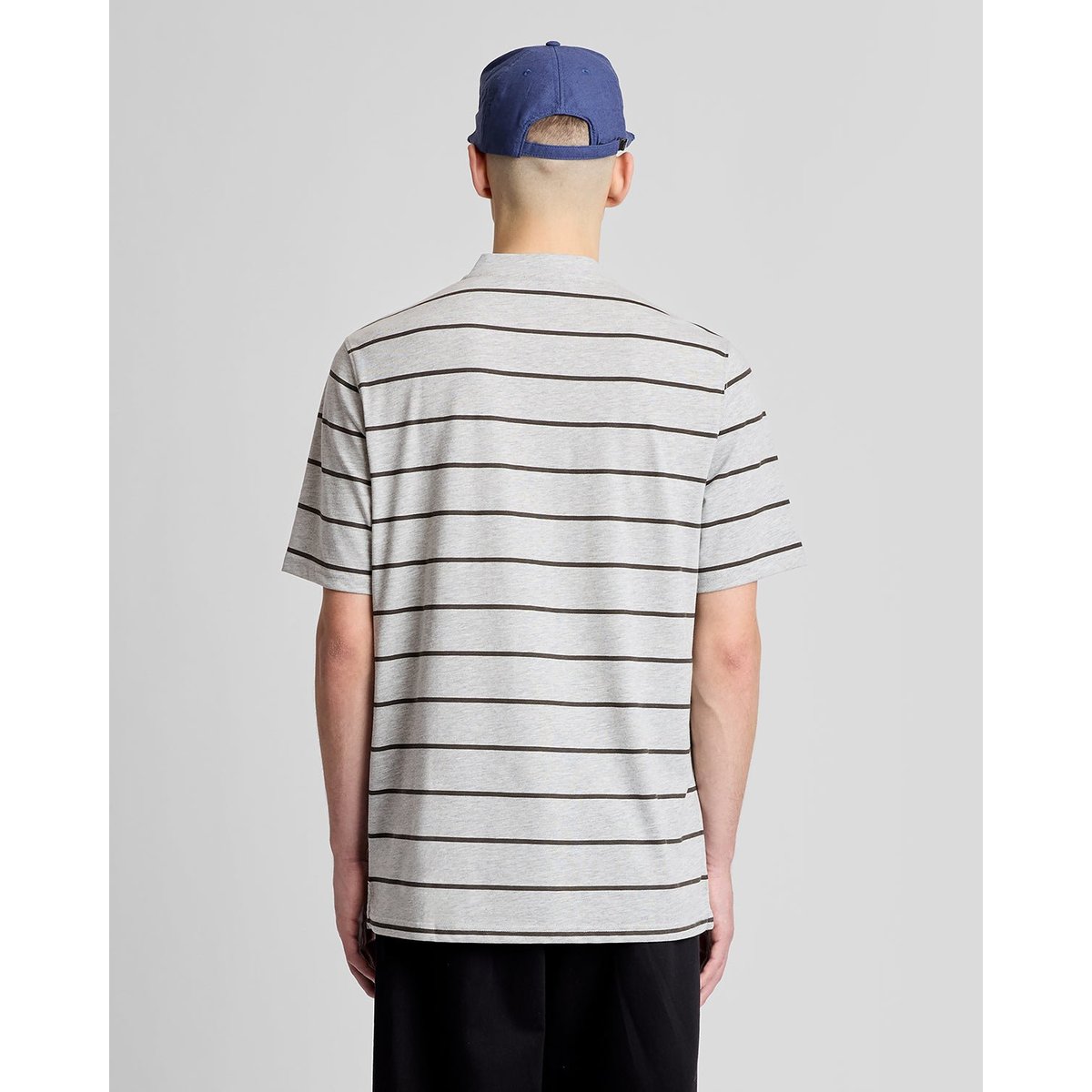 T-shirt col 2 boutons à rayures gris archive chiné, LYLE & SCOTT
