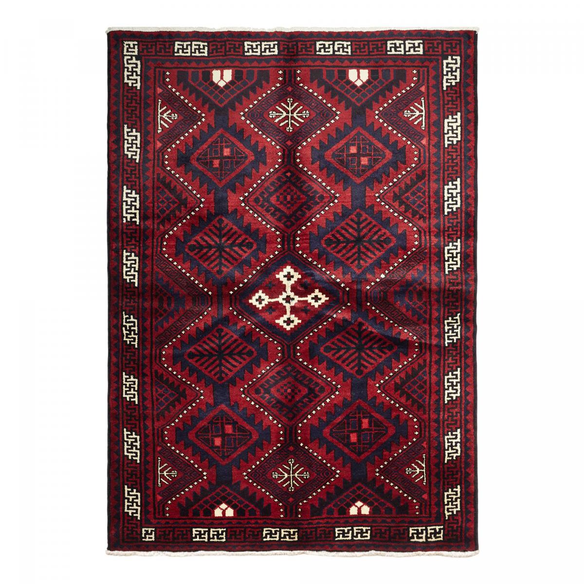 Tapis d'orient, motif oriental authentique noué main, LORI 7 rouge, crème, noir, UN AMOUR DE TAPIS