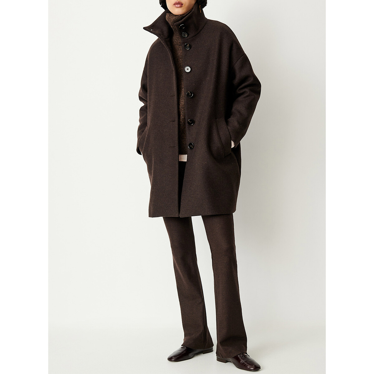Cappotto di media lunghezza in misto lana, PARADISE ebano, SESSUN