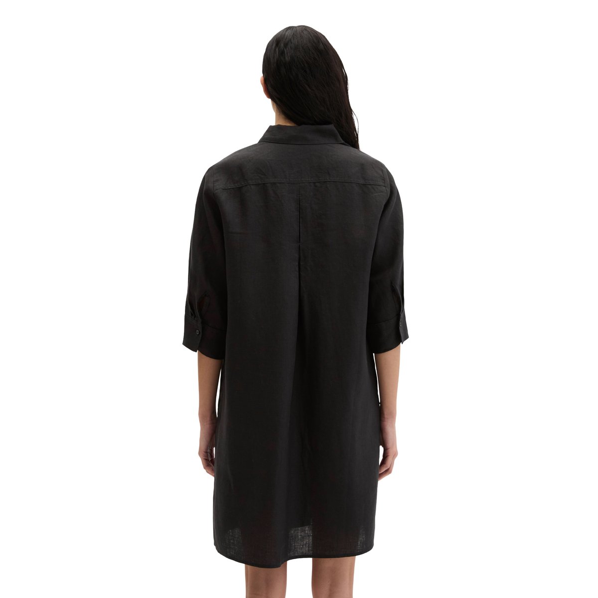 Robe en lin loose avec fermeture éclair sans couture noir, MARC O'POLO