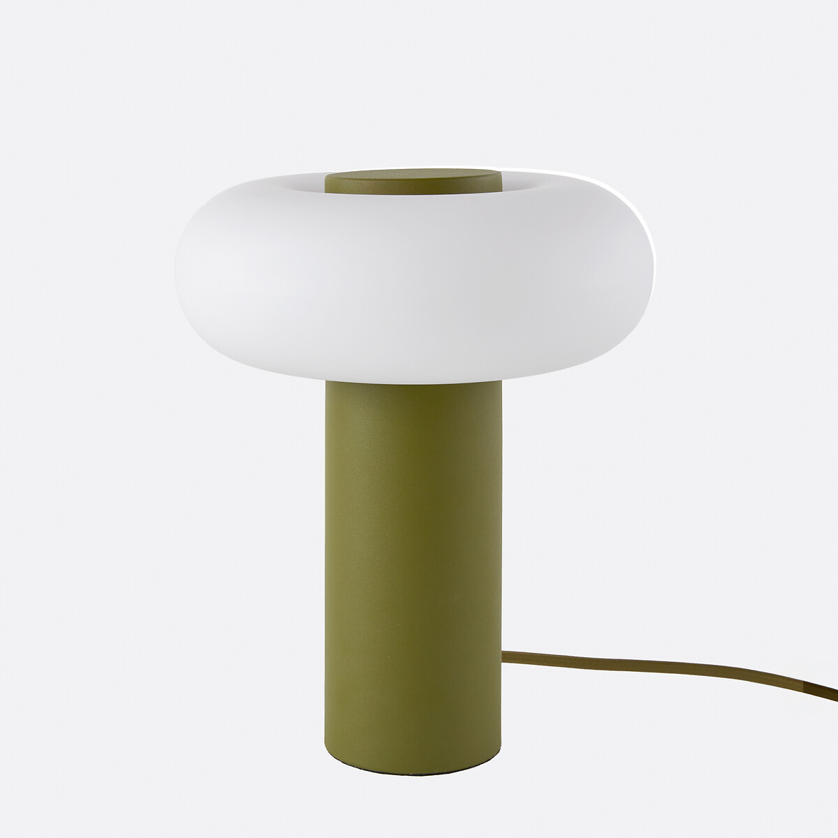 Lampe à poser, en métal fer et opaline, H25,6 cm, OMER vert, LA REDOUTE INTERIEURS