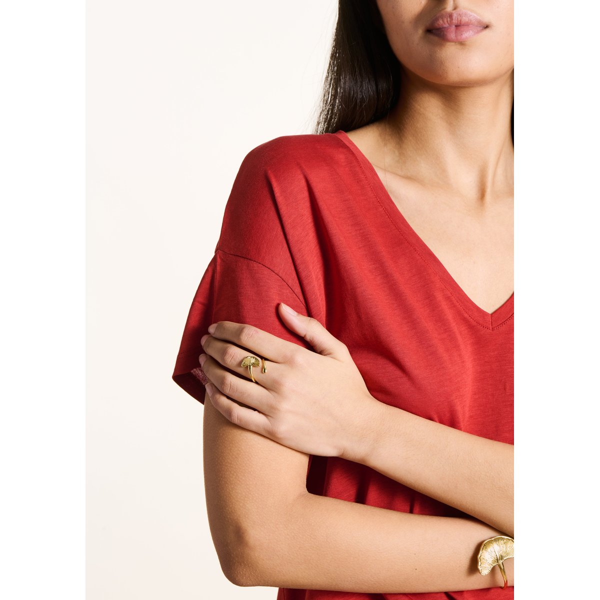 Bague fleur de ginko light gold, LA FEE MARABOUTEE