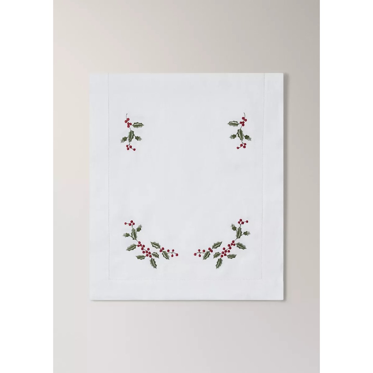 Chemin de table en lin broderie ajourée blanc cassé, MANGO HOME