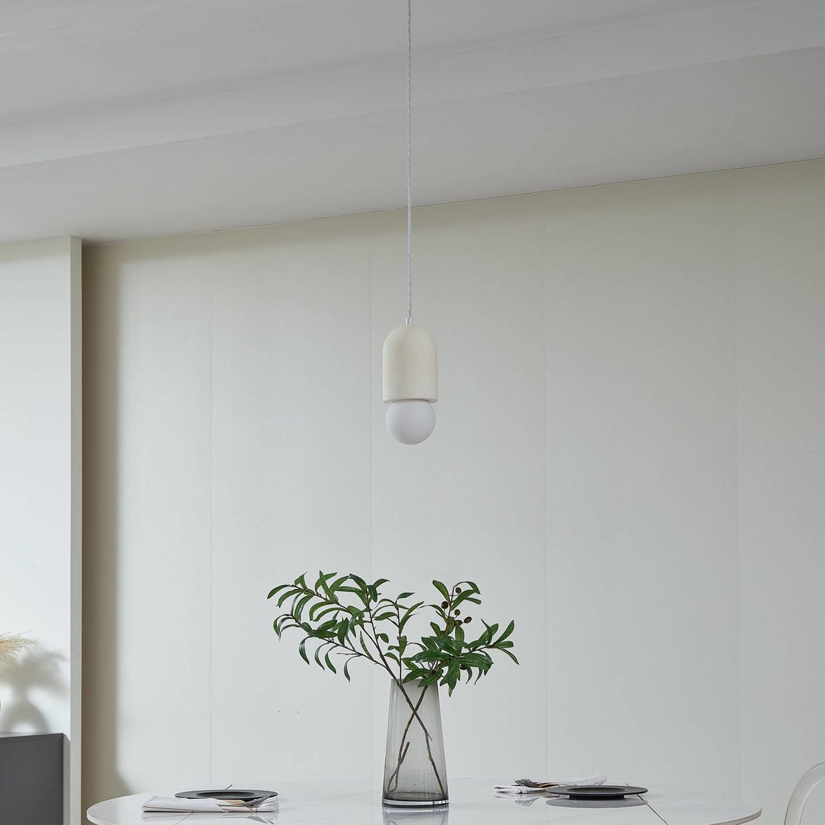 Suspension en plâtre moderne, Nielson beige, blanc, LINDBY