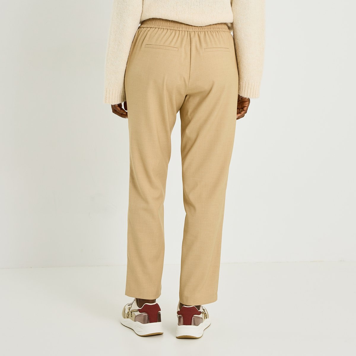 Pantalon taille élastiquée beige, GRAIN DE MALICE