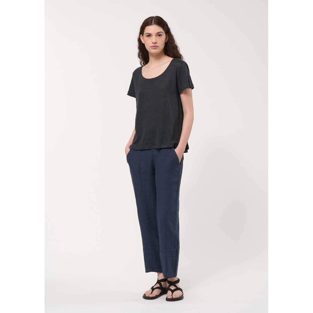 T-shirt loose en lin charbon, HUMILITY