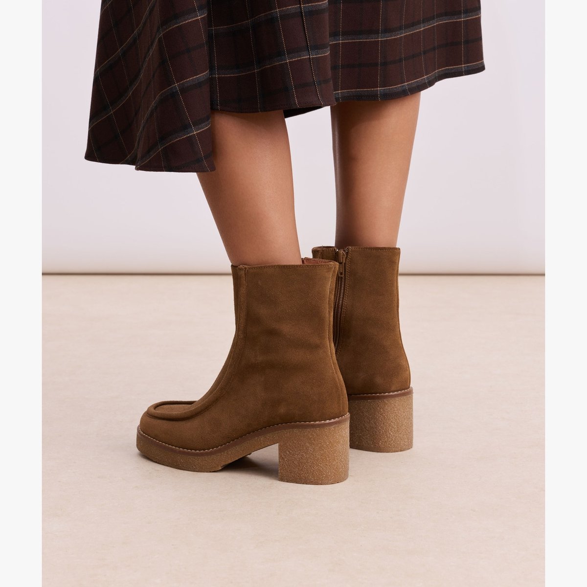 Boots À Talon en cuir EDEN gris taupe, BOCAGE