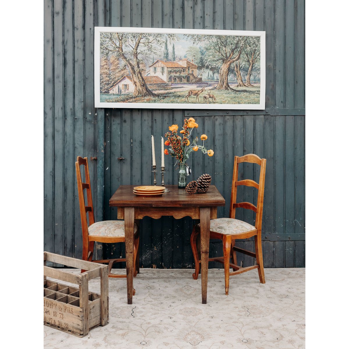 Lot de 4 chaises en bois Claude N°847 - Bon état bois foncé, DEBONGOUT