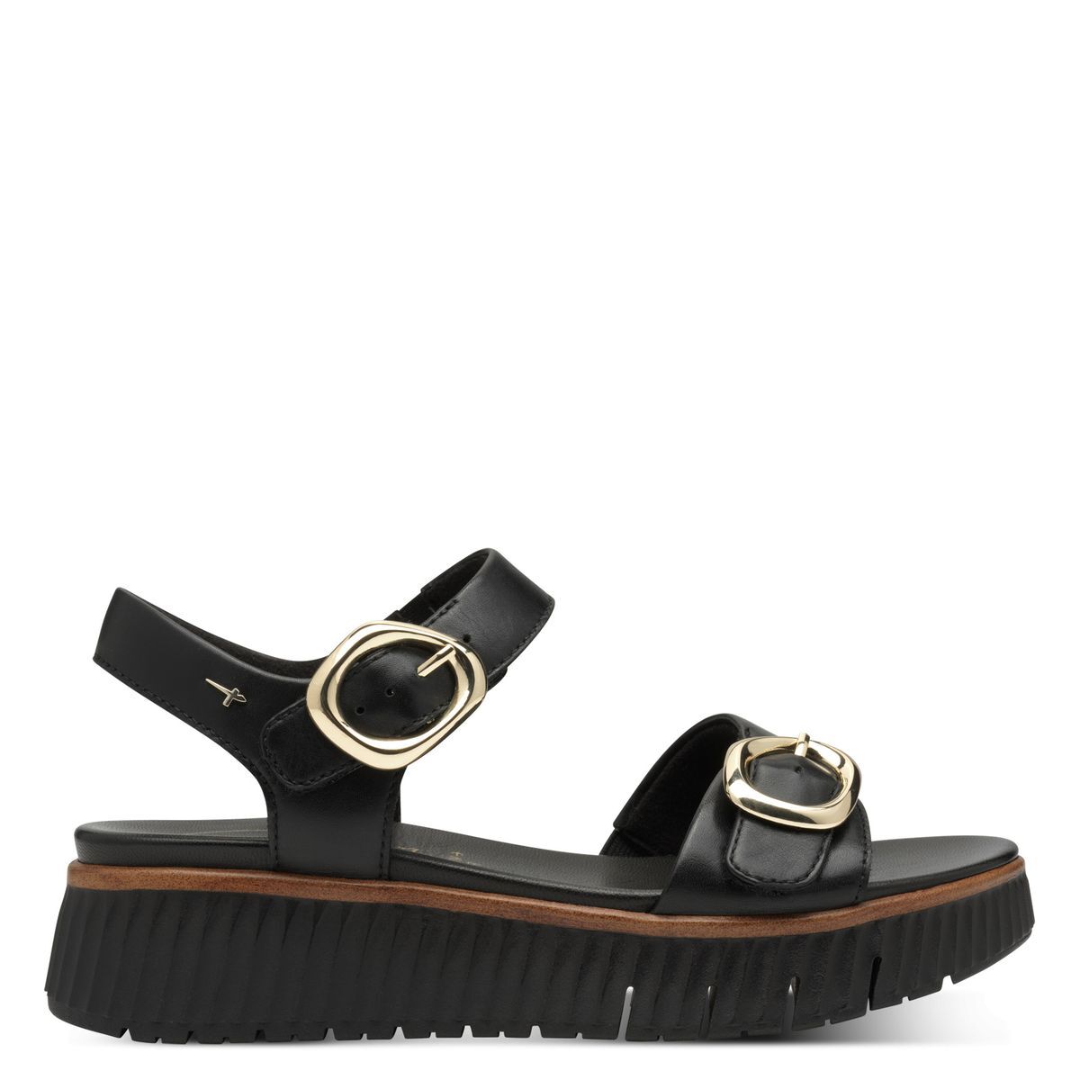 Sandale en cuir noir, TAMARIS