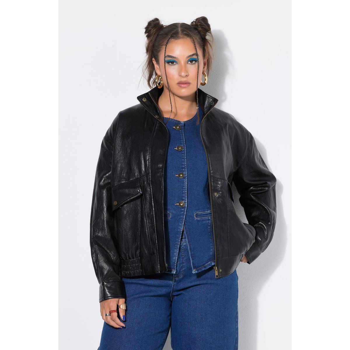 Veste oversize en simili noir, STUDIO UNTOLD