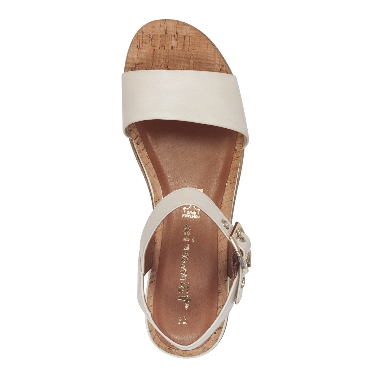 Sandale à talon en cuir beige ivoire, TAMARIS