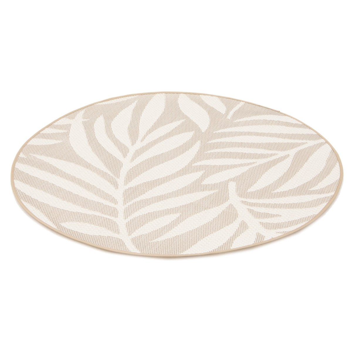 Tapis rond intérieur extérieur fibres recyclées HAVANA beige sable, AFK LIVING