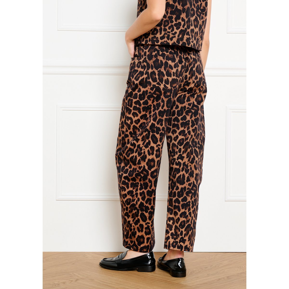 Pantalon barrel imprimé camel brun, LOLALIZA