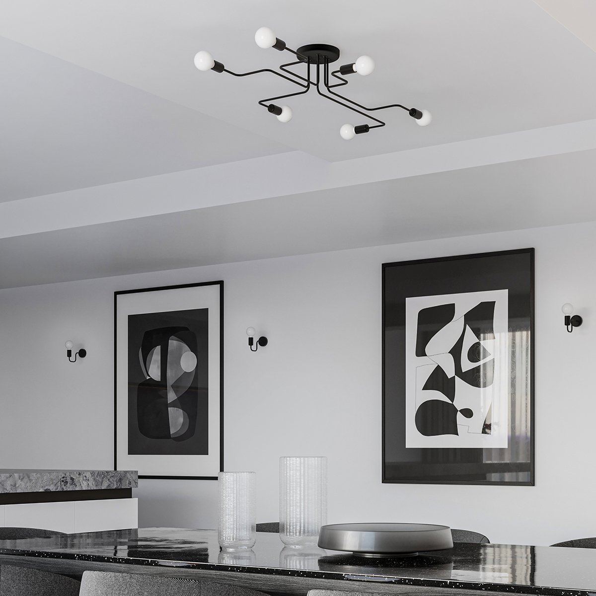 Lustre Acier Noir E27 8 Vector noir, EDEN