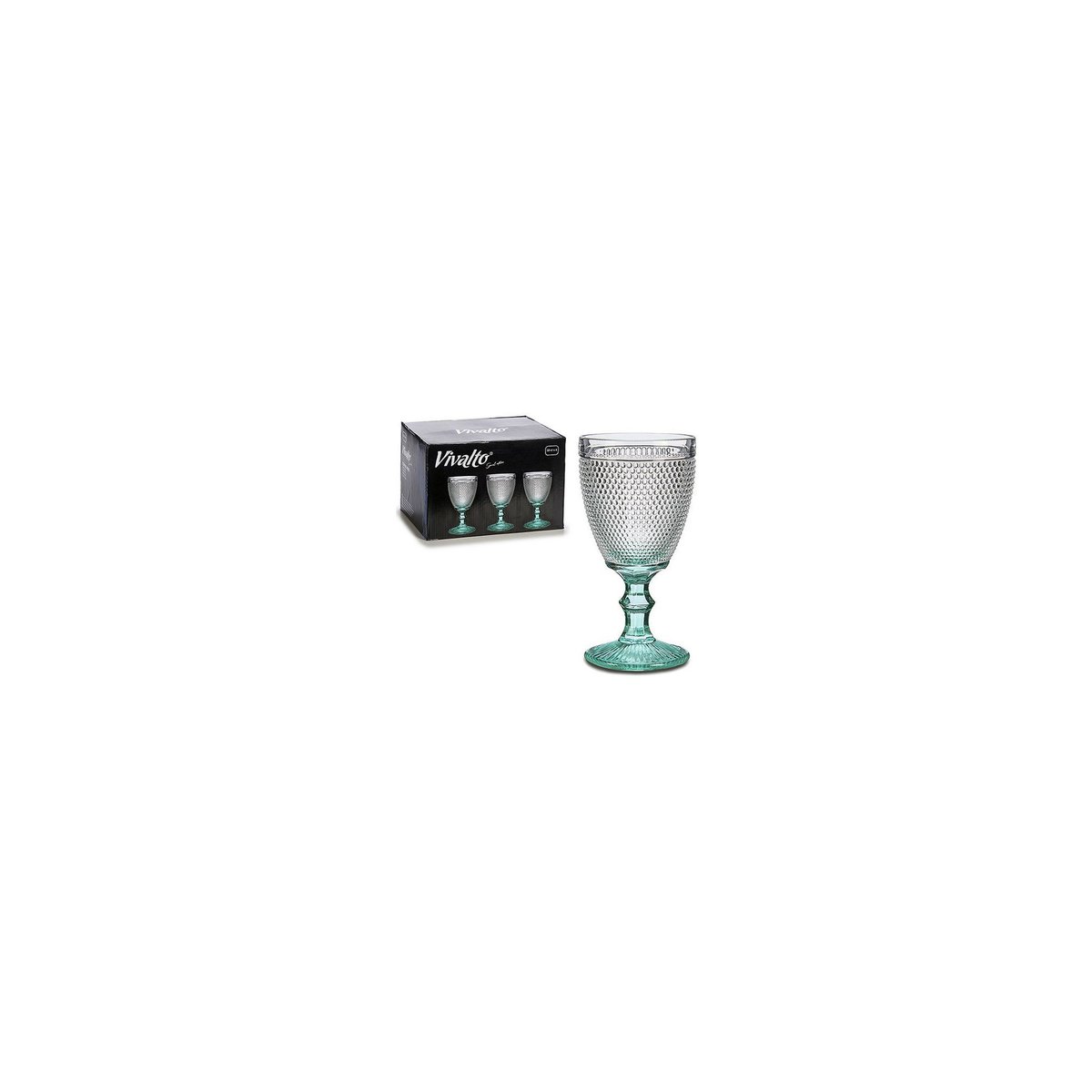 Set de 6 Verres à Vin Pieds Turquoise Points - 33cl bleu, WADIGA