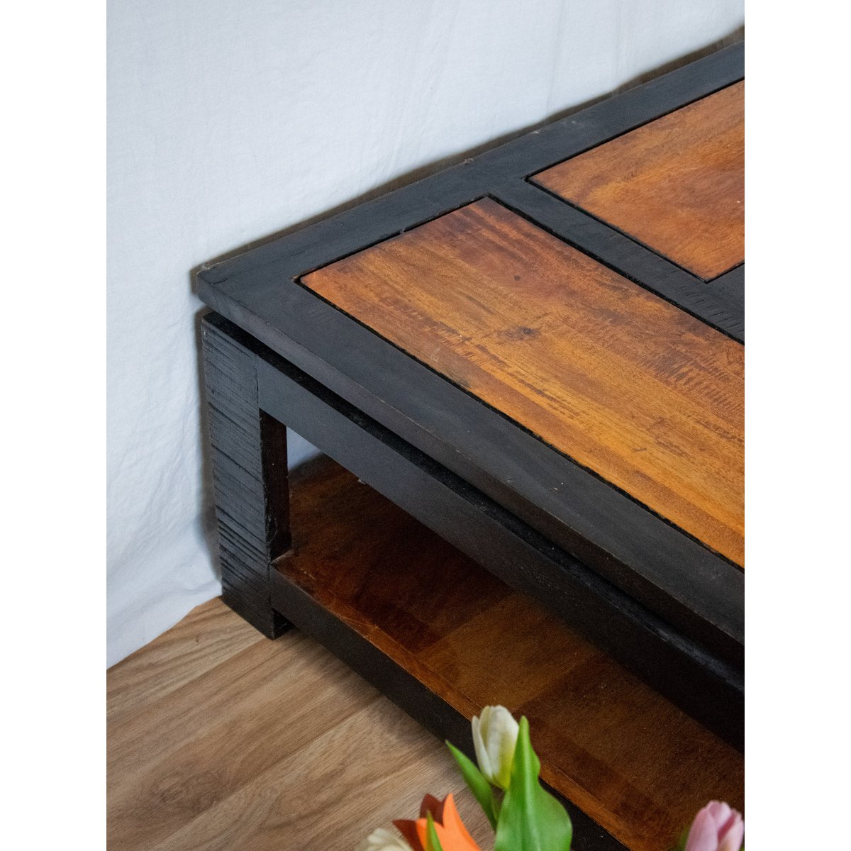 Table basse carrée en bois Donna N°649 - Bon état bois clair, DEBONGOUT
