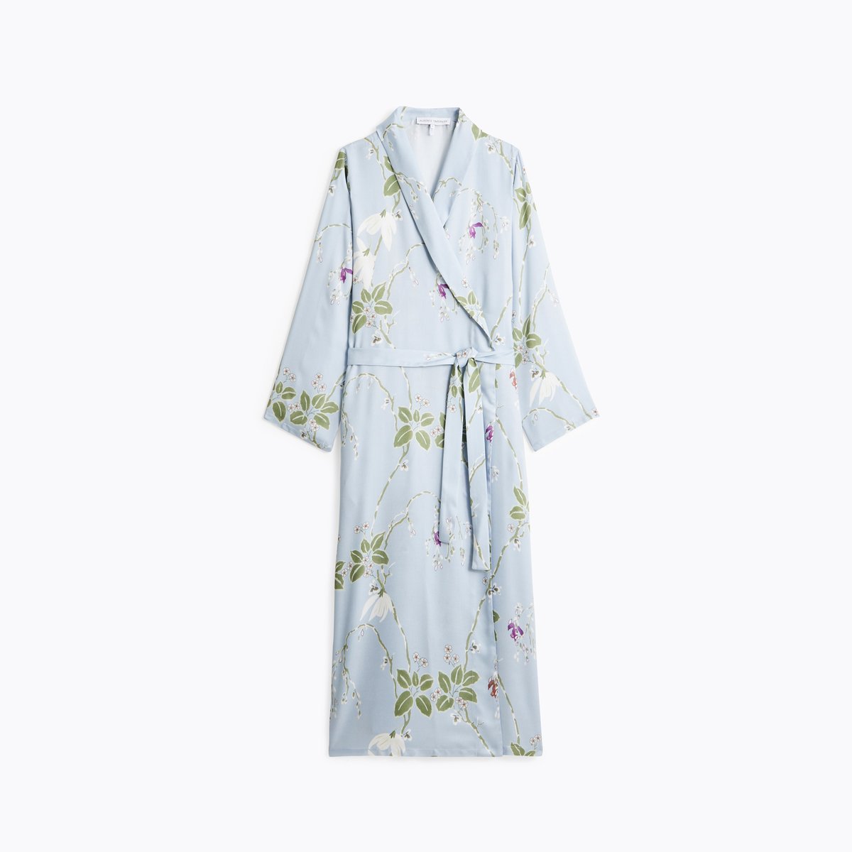 Kimono long col châle en satin RAMEAU givre, LAURENCE TAVERNIER