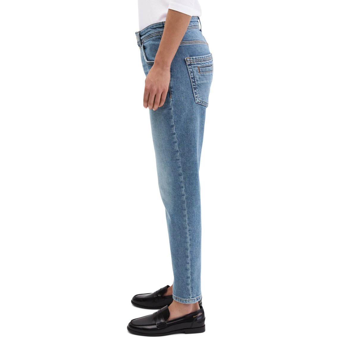 Jeans modèle Theda boyfriend cropped en Organic Cotton Stretch bleu moyen, MARC O'POLO