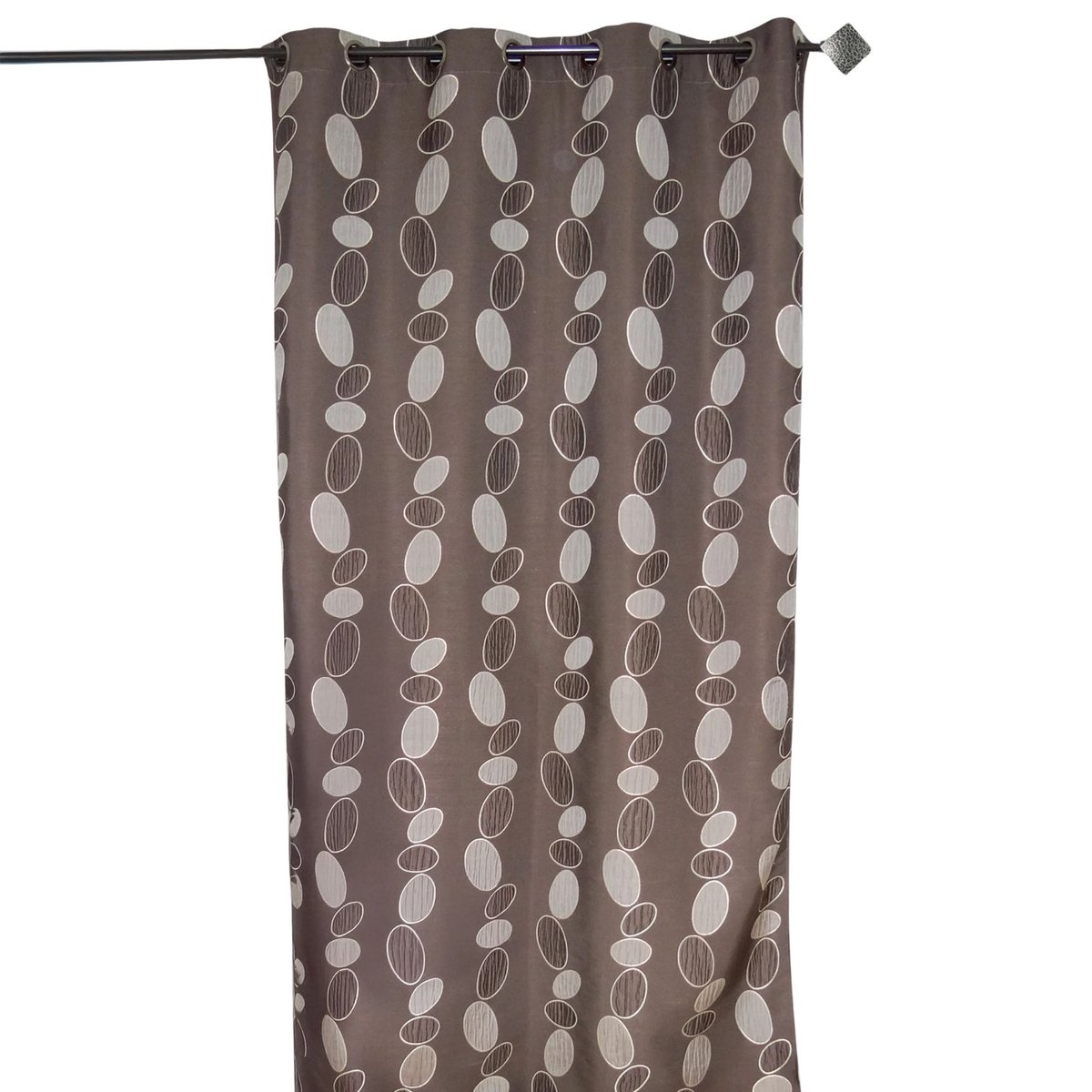 Rideau jacquard marron motif de galets marron chocolat, HOME MAISON